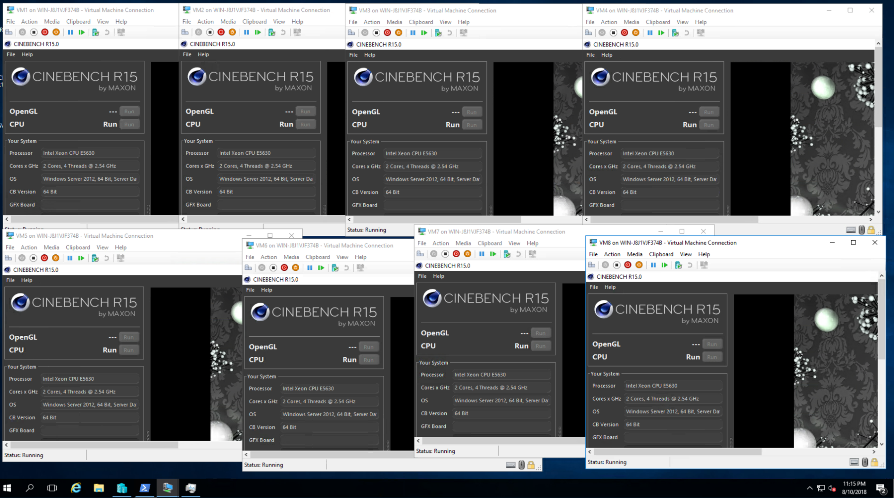  Hyper-V Starting Cinebench 