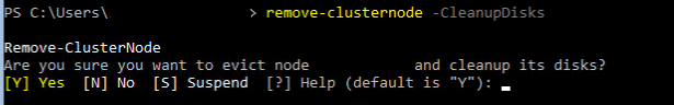 Remove-ClusterNode CleanUpDisks Error 40000. Failed to remove disks from pool The storage pool does not have sufficient capacity to relocate data from the specified physical disks.